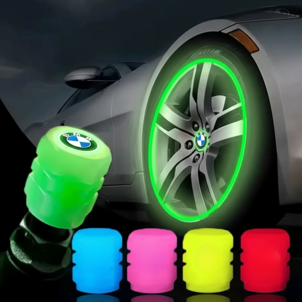 4 tapones luminosos para válvulas con logotipo de coche (universales)